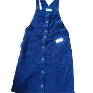 Old Navy Corduroy Jumper Dress Girls XXL 14 Plus Navy Blue Button Front Overall